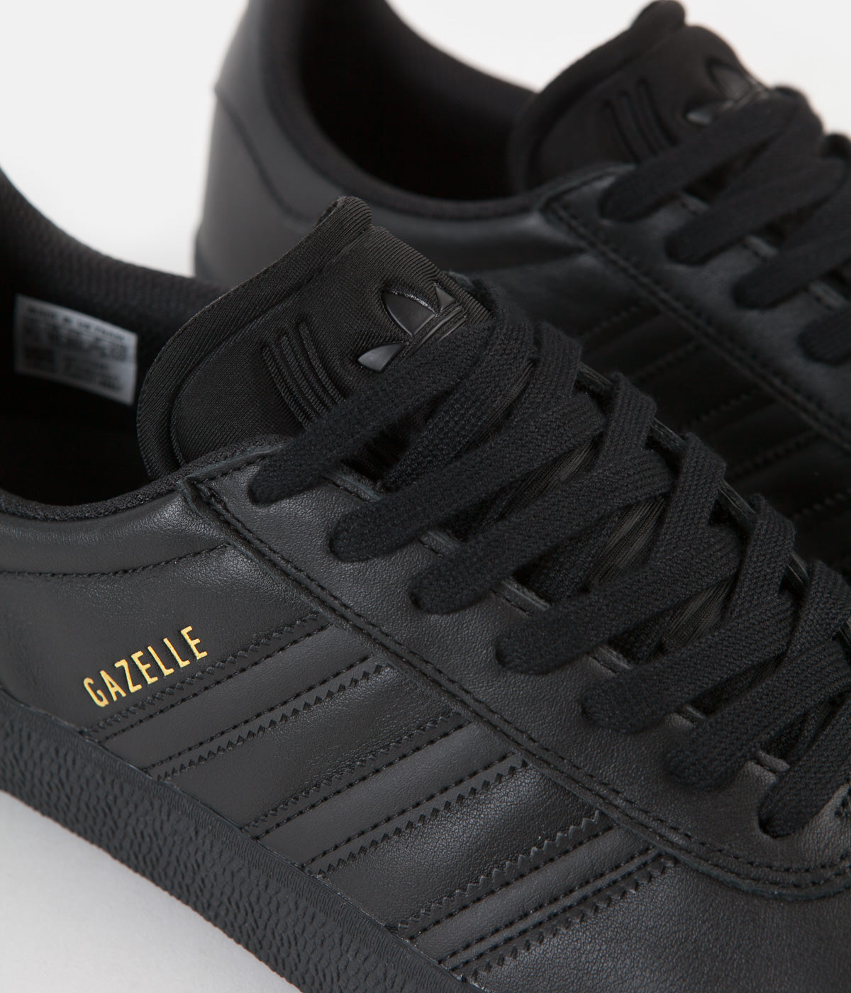 Adidas gazelle leather trainers triple black sale
