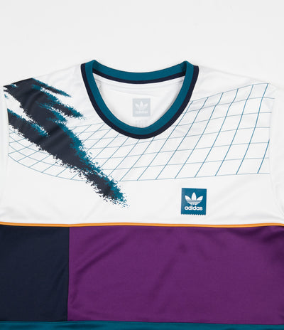 Adidas Long Sleeve Tennis Jersey - White / Tribe Purple / Real Teal
