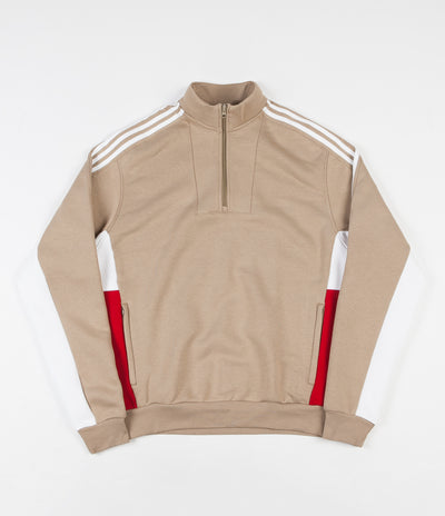 Adidas Modular FLC 2 Quarter Zip Sweatshirt - Hemp / White / Power Red