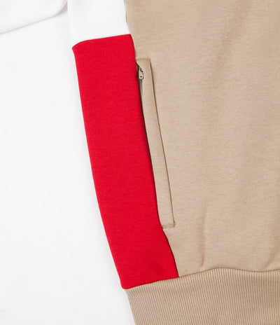 Adidas Modular FLC 2 Quarter Zip Sweatshirt - Hemp / White / Power Red