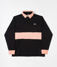 Adidas 'Nora' Long Sleeve Polo Shirt - Black / Glow Pink