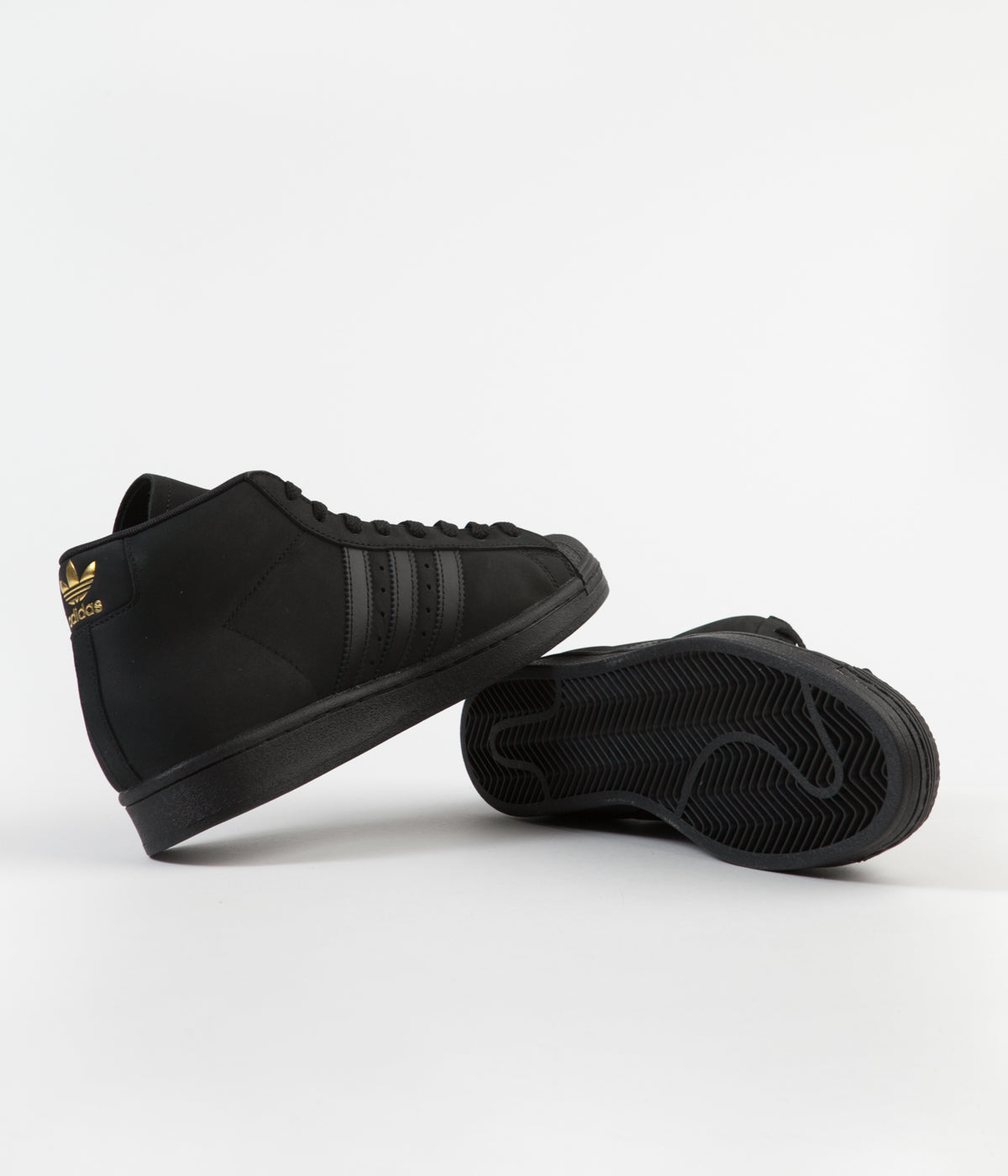 Adidas Pro Model Shoes Core Black Gold Metallic White Flatspot
