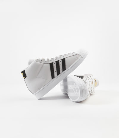 Adidas Pro Model Shoes White Core Black Gold Metallic Flatspot