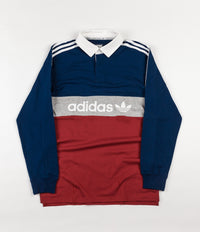 Adidas Rugby Polo Shirt - Mystery Red / Mystery Blue / Medium Grey Heather / White