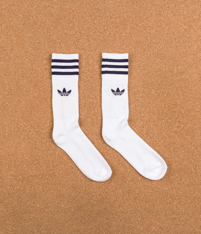 Adidas Solid Crew Socks - White / Red / Collegiate Navy / Green