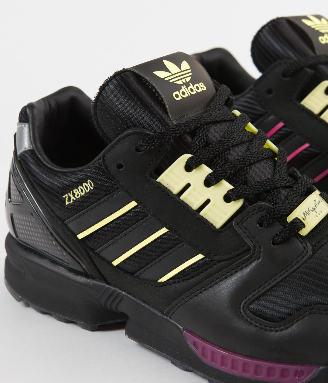 Adidas x Metropolitan ZX 8000 Shoes Core Black Yellow Tint Custo Flatspot