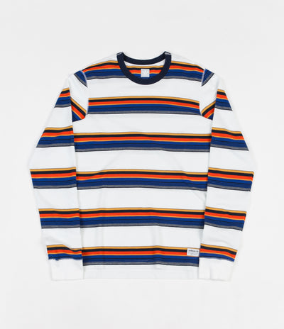 Adidas Yarn Dyed Long Sleeve T-Shirt - White / Collegiate Navy / Tactile Yellow