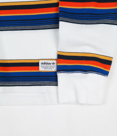Adidas Yarn Dyed Long Sleeve T-Shirt - White / Collegiate Navy / Tactile Yellow