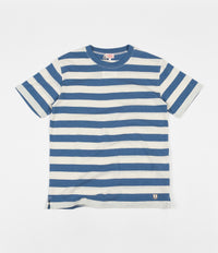 Armor Lux Heritage Striped Round Collar T-Shirt - Moody Blue / Nature