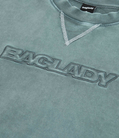 Baglady Acid Wash Crewneck Sweatshirt - Turquoise