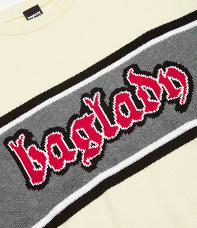 Baglady Hardcore Knit Crewneck Sweatshirt - Cream / Red
