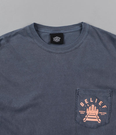 Belief Queensboro Long Sleeve Pocket T-Shirt - Denim