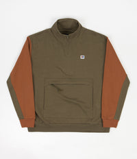 Brixton Alton 1/4 Zip Mock Neck Fleece - Military Olive / Caramel