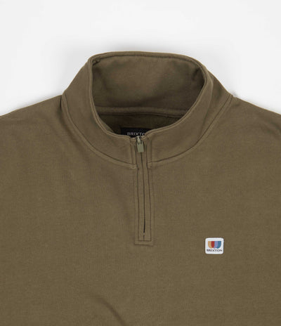 Brixton Alton 1/4 Zip Mock Neck Fleece - Military Olive / Caramel