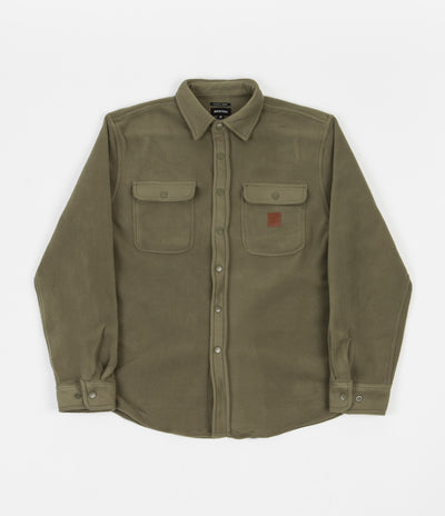Brixton Bowery Fleece Long Sleeve Flannel Shirt - Military Olive