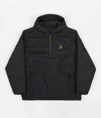 Brixton Cass 1/2 Zip Hooded Puffer Jacket in Black