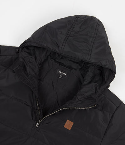 Brixton Cass 1/2 Zip Hooded Puffer Jacket in Black