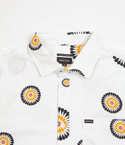 Brixton Charter Print Short Sleeve Shirt - Off White / Black / Golden Glow