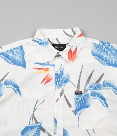 Brixton Charter Print Woven Short Sleeve Shirt - Off White / Blue