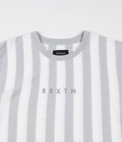 Brixton Hilt Embroidered Knit T-Shirt - Grey / White
