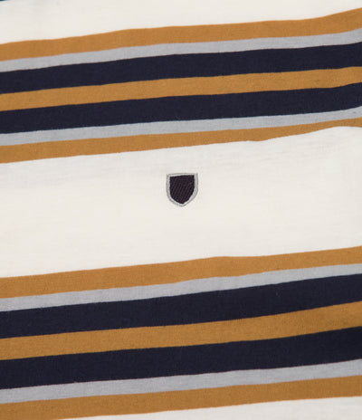 Brixton Hilt Shield Knit T-Shirt - Off White / Navy / Medal Bronze