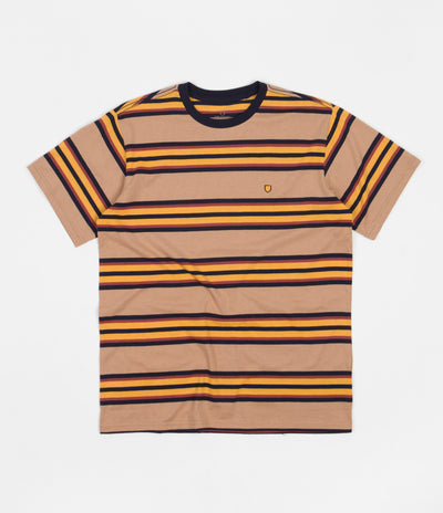 Brixton Hilt Shield Knit T-Shirt - Tan / Golden Glow / Navy
