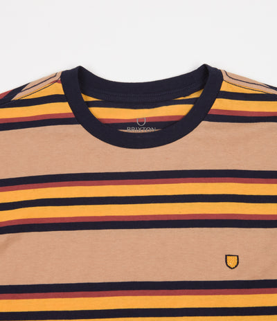 Brixton Hilt Shield Knit T-Shirt - Tan / Golden Glow / Navy