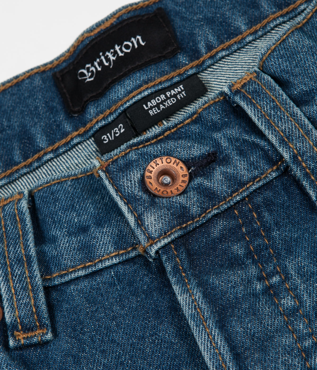 Brixton Labor 5 Pocket Denim Trousers Worn Indigo Flatspot