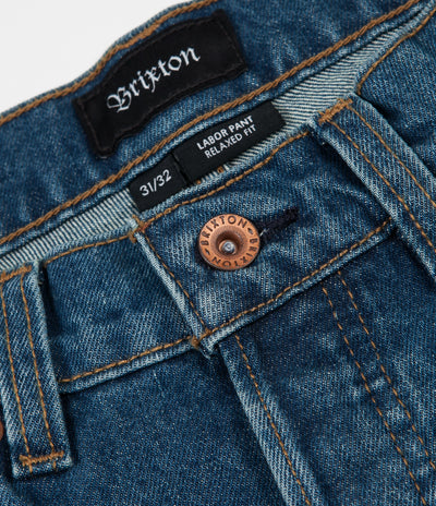 Brixton Labor 5 Pocket Denim Trousers - Worn Indigo