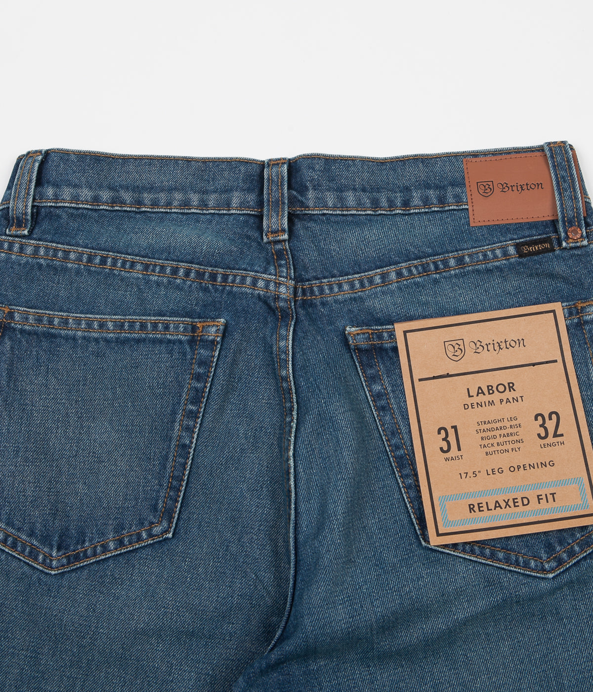 Brixton Labor 5 Pocket Denim Trousers Worn Indigo Flatspot