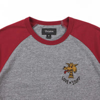 Brixton Lovin' 3/4 Sleeve T-Shirt - Heather Grey / Burgundy thumbnail