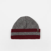 Brixton Valdez Beanie - Heather Grey / Burgundy thumbnail