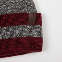 Brixton Valdez Beanie - Heather Grey / Burgundy thumbnail