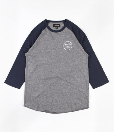 Brixton Wheeler 3/4 Sleeve T-Shirt - Heather Grey / Navy
