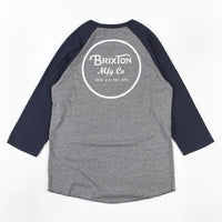 Brixton Wheeler 3/4 Sleeve T-Shirt - Heather Grey / Navy thumbnail