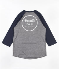 Brixton Wheeler 3/4 Sleeve T-Shirt - Heather Grey / Navy