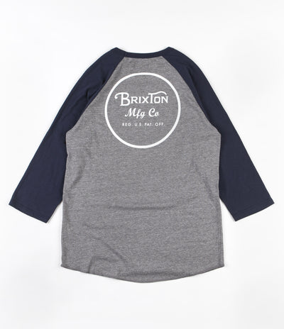 Brixton Wheeler 3/4 Sleeve T-Shirt - Heather Grey / Navy