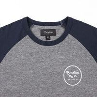 Brixton Wheeler 3/4 Sleeve T-Shirt - Heather Grey / Navy thumbnail