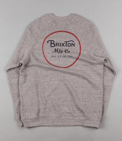 Brixton Wheeler Crewneck Sweatshirt - Heather Grey / Maroon