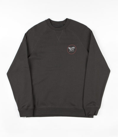 Brixton Wheeler Crewneck Sweatshirt - Washed Black / Red