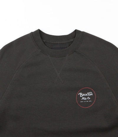 Brixton Wheeler Crewneck Sweatshirt - Washed Black / Red
