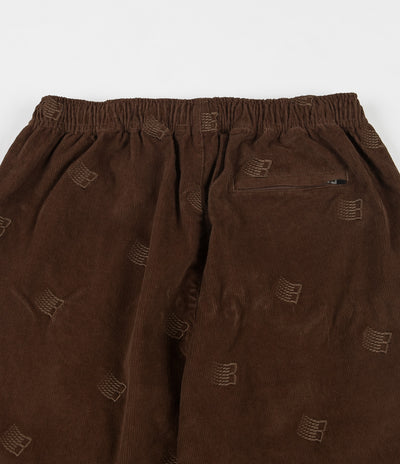 Bronze 56K All Over Embroidered Synch Cord Pants - Brown