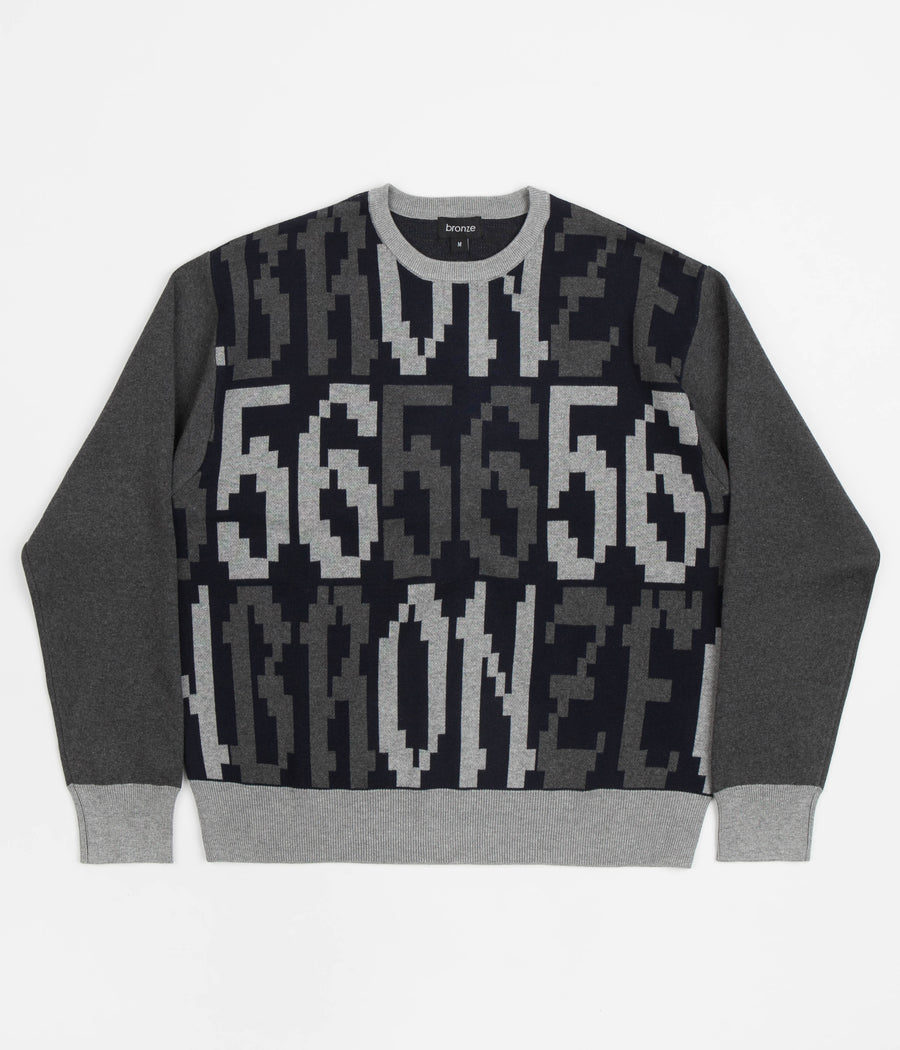 Bronze 56K Old E Crewneck Sweatshirt in Black and Grey
