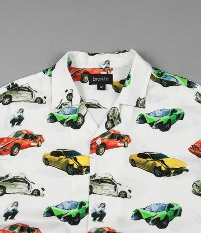 Bronze 56K Wrecked Cars Button Up Shirt - Oyster White