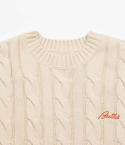 Butter Goods Cable Knit Sweatshirt - Bone