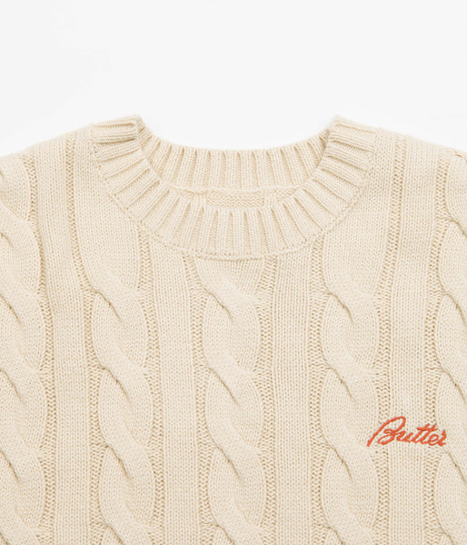 Butter Goods Cable Knit Sweatshirt Bone Flatspot
