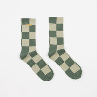 Butter Goods Checkered Socks - Khaki / Washed Teal thumbnail