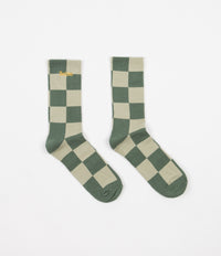 Butter Goods Checkered Socks - Khaki / Washed Teal