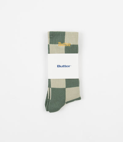 Butter Goods Checkered Socks - Khaki / Washed Teal