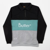 Butter Goods Classic 1/4 Zip Sweatshirt - Black / Teal thumbnail
